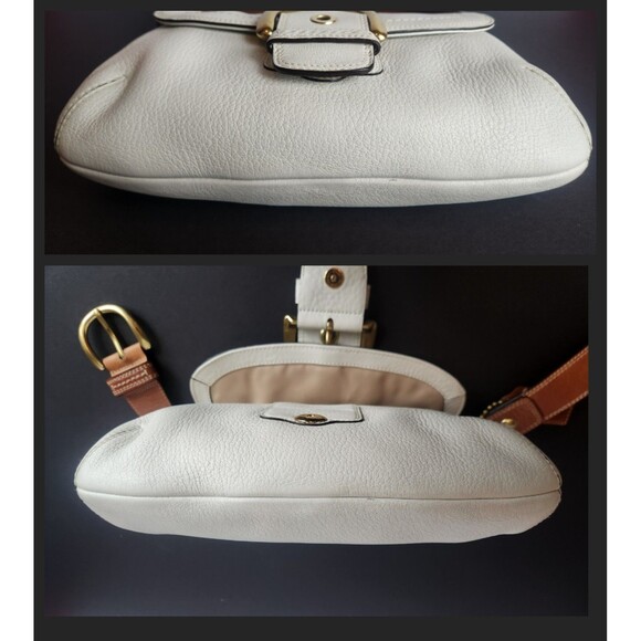 NEW Vintage Coach Hampton Soho White Cream Ivory Pebbled Leather Gold Y2K *READ* - Picture 7 of 16